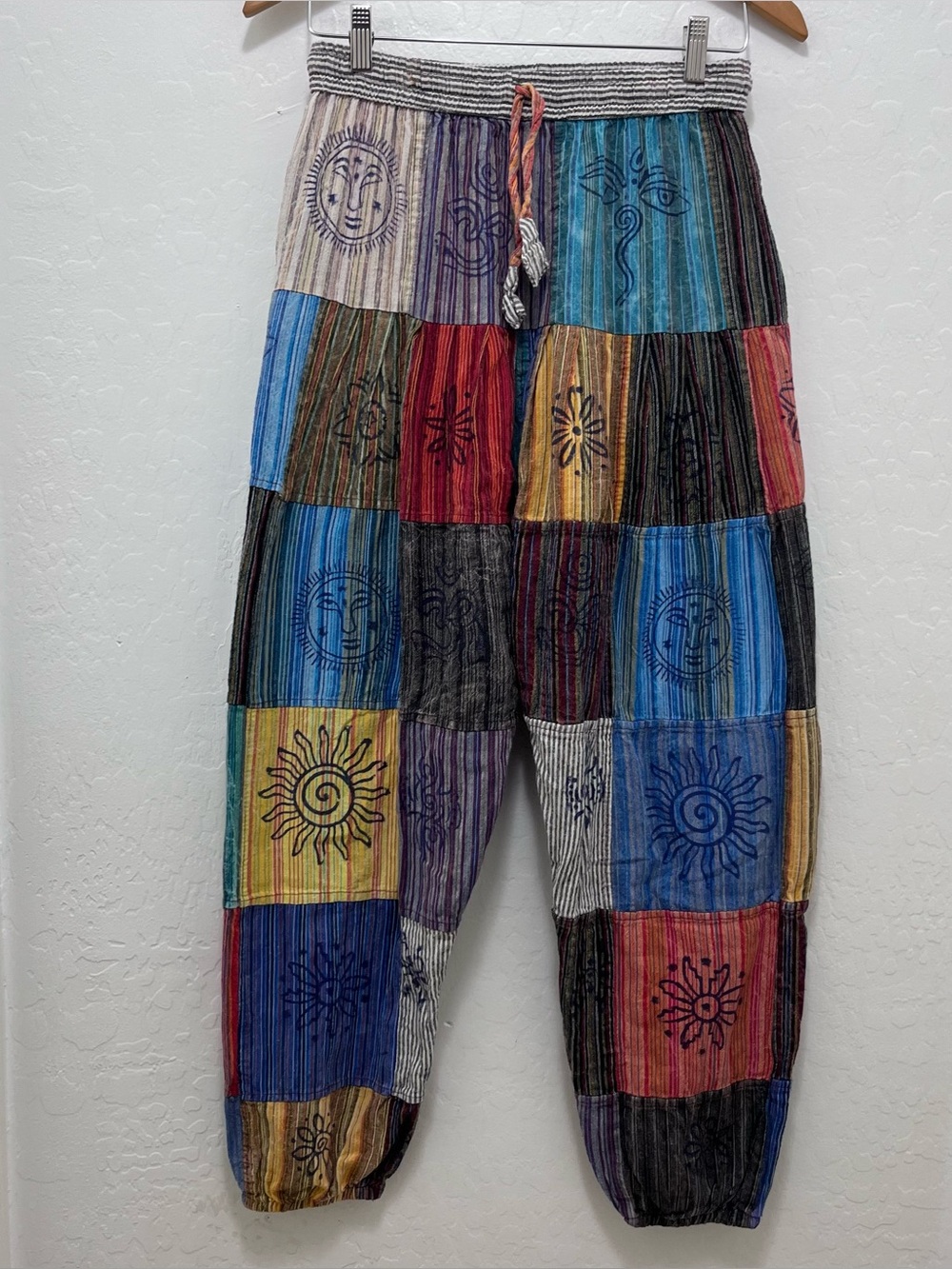 Rising International Patchwork Boho Pants Sun Embroidered Festival Harem M